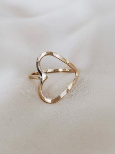 Sideways Heart Ring Handmade Gold Heart Ring For Promise, Handmade Gold Ring For Valentine's Day, Feminine Rings, Ring Heart, Family Jewels