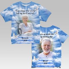 Perfect memorial gift to commemorate family members who have gone to heaven. Best idea to save our together memories can be found on best custom All Over Print Shirt, To Heaven, 3d T Shirts, Memorial Gifts, Print Shirt, Family Members, All Over Print, Printed Shirts, T Shirt