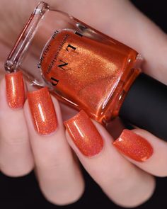 Are you looking for cute fall nails that you can recreate in the salon? If so, you need to see this post! Orange Multi Color Nails, Orange Chrome Nails, Ilnp Nail Polish, Orange Nail Designs, Orange Nail Polish, Nail Polish Colors Fall