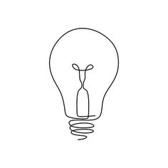 a single light bulb is shown in the shape of a hand drawn outline on a white background