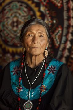 an old woman wearing beads and necklaces