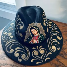 Painting Hats, Hat Painting, Mexican Hat, Rancher Hat, Alexander Henry, Our Lady Of Guadalupe