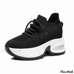 Olivia Mark - Breathable Hollow Mesh Elevator Shoes for Leisure and Sports, Featuring Lightweight Platform and White Design White High Heel Sandals, Elevator Shoes, White High Heels, Genuine Leather Sandals, Warm Shoes, White Leather Sneakers, Casual Running Shoes, Heel Slippers, Womens Wedges