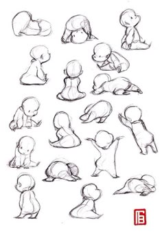 some sketches of people sitting and standing