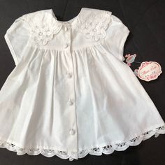 Allison Rose Vintage White Dress Nwt 12m Retailed $52.95 Cross Posted Sfpf Home Summer Garden Party Baptism Dress, Short Sleeve Baptism Dress For Spring, Sleeveless Cotton Baptism Dress For Spring, Cute Cotton Baptism Dress With Short Sleeves, Sweet Short Sleeve Dress For Baptism, Vintage White Dress, Vintage Kids Clothes, Retro Revival, White Vintage Dress