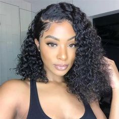 PRICES MAY VARY. Short Bob Wig Human Hair Material : 100% Unprocessed brazilian virgin human hair for black women ,180% density deep wave HD transparent lace frontal wigs, full and thick, natural look, health and comfort, soft and bouncy, no shedding & tangle free, breathable & durable lace material make it more comfortable. Deep Wave Bob Wig Human Hair Advantages : 180% Density lace front wigs human hair, 10A grade human hair natural color, Full & Thick, True to Length, can be straightened, cur Nadirah Ali, Bob Riccio, Bob Pendek, Kort Bob, Short Bobs, Curly Bob Wigs, Bob Lace Front Wigs, Short Human Hair Wigs, Deep Wave Hairstyles