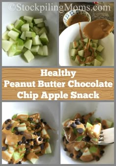 healthy peanut butter chocolate chip apple snack is ready to be eaten for breakfast or dessert