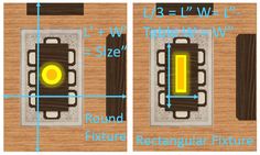 the diagram shows how to fit different types of furniture in an area with wood flooring