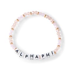 PRICES MAY VARY. REPRESENT & SUPPORT – A sorority family is a family unlike any other. Wear that on your sleeve (literally!) with our Alpha Phi big and little bracelets sorority sisters are sure to love. Represent your sisterhood wherever you go and express your love and support. CLASSY ELEGANCE – The Alpha Phi Name Bracelet is one of a kind when it comes to beauty, elegance, and sheer class. Glass and 18K gold plated beads work harmoniously together to form a sorority sister jewelry piece worth