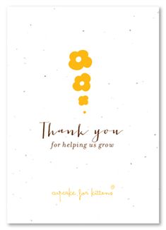 a thank card with an orange flower on it