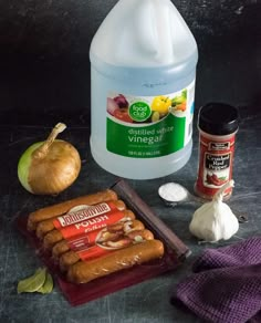 ingredients to make hot dog buns laid out on a counter