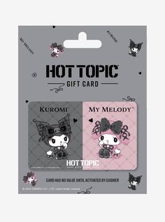 a card with an image of a cat on it and the text hot topic gift card