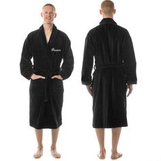 Embroidered custom text on TERRY towel bathrobe Varsity Font, Font Embroidery, Sleeve Embroidery, Hooded Robe