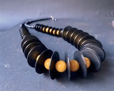 Mid Century yellow black necklace, Statement jewelry chunky bead, Long brutalist necklace, Style 60s necklaces, Big necklace for women by AmaliaArtJewelry on Etsy 60s Necklaces, Brutalist Jewelry, Oversized Necklace, Black Necklace Statement, Bold Women, Necklaces Chunky, Thick Necklace, 3d Printed Jewelry, Orange Necklace