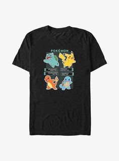 Pokemon Bulbasaur Pikachu Charmander and Squirtle Pokedex Big & Tall T-Shirt Charmander And Squirtle, Pokemon Bulbasaur, Pokemon Starters, Pokemon Pokedex, Tall Hoodies, Plus Size Swim, Plus Size Fits, Swim Fashion