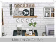 the modern coffee bar is ready to be used