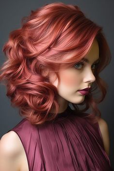 Shades Of Burgundy Hair, Long Hair 50, Burgundy Hair Color, Romantic Curls, Sleek Updo, Hair Color Burgundy, Shades Of Burgundy, Ash Blonde Hair, Short Hair Balayage