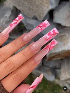 Sakura Nails Acrylic, Japanese Cherry Blossom Acrylic Nails, Long Cherry Nails, Pink Cherry Blossom Nails, Japanese Cherry Blossom Nails, Bloom Nails, Marvel Nails, Cherry Blossom Nails Art