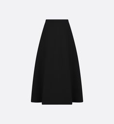 The mid-length skirt honors House codes of sophistication. Crafted in lightweight black wool and silk, it features a flared silhouette with side pockets. The skirt may be paired with the matching jacket to complete the look.. 34 Denim Swimsuit, Crepe Skirt, Stole Scarf, Christian Dior Couture, Dior Couture, Mid Length Skirts, Tshirt Skirt, Knitwear Tops, Shirt Skirt