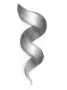 a drawing of the tail of a long hair in grey and white colors on a white background