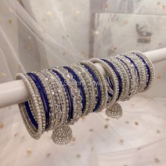 #bangles#pakistanifashion #pakistaniweddings #culture#desifashion #churiyaan #blue#white#event#weddingseason Navy Blue Bangles Set, Blue Bangles Set, Jhumka Bangles, Bridal Bangle Set, Silver Jewelry Indian, Blue Bangles, Navy Blue Jewelry, Silver Indian Jewelry, Blue Jewelry Set