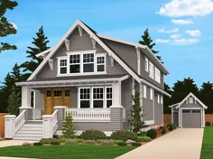 this is an artist's rendering of a two - story house in the suburbs