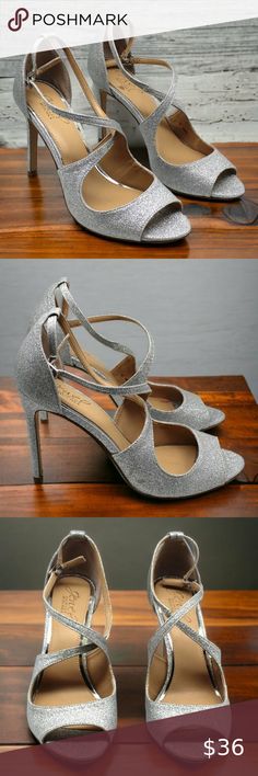 Jewel Badgley Mischka  Sandals Shoes Heel, Evening Sandals, Silver Sandals, Stiletto Shoes, Sandal Women, Shoe Shop