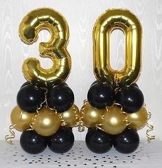 the number thirty three balloons are black and gold