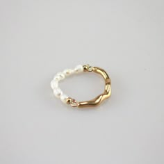 Half Pearl Gold Ring Pearl And Gold Ring, Gold And Pearl Ring, Cool Gold Rings, Cute Gold Rings, Pearl Gold Ring, Pearl Jewelry Ring, Pearl Rings