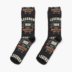 Super soft all-over printed knit socks with extra cushioning in the sole. Suitable for men and women. Perfect gifts ideas for Women and Men - Legends Were Born in 1959 65 years old being awesome design. Greatest present for parents turning 65, mother, mom, uncle, grandmother, father, grandfather, husband, dad, teacher, on 65 years old birthday party. Born in 1959 65 years of being awesome vintage decorations. Ideal for birthday party for him / her who's turning 65 years old limited edition 1959 retro 65th Birthday also can be gifts for any occasion. Birthday Party For Him, Present For Parents, Gifts Ideas For Women, 65th Birthday Gifts, Vintage Decorations, 65th Birthday, Women Socks, Old Men, Knit Socks