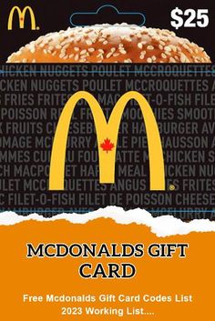 a mcdonalds gift card with the image of a large hamburger in front of it