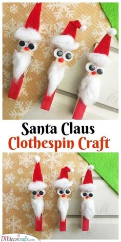 santa claus clothespin craft for kids to make