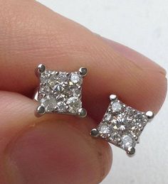 #earrings #studs #anniversarygifts Gold G, Princess Cut Diamond, Earrings Studs, Diamond Settings, Grey Diamond, Style Looks, White Gold Jewelry, Princess Cut Diamonds, Diamond Cluster