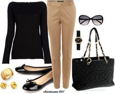 Khaki Pants Outfit Black Women, Tan Pants Outfit Work, Teacher's Outfits, Tan Pants Outfit, Polyvore Casual, Tan Outfit, Aa School, Tan Jeans, Khaki Trousers