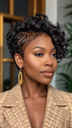 short haircuts for black women Curly Hairdos, Black Women Short Haircuts, Fall Hair Colors Dark, Textured Hairstyles, Hair Colors Dark, Sophisticated Hair, Short Haircuts For Black Women, Short Hair Bride, Haircuts For Black Women