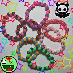 Scenecore Jewelry, Kandi Singles Ideas Emo, Kandi Bead Bracelet Ideas, Candy Bracelet Ideas, Kandi Single Ideas, Kandi Scene