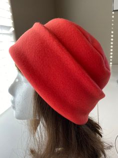 I made this warm pillbox style hat out of deep coral fleece for warmth and comfort. The stand and top are a double layer of fleece. It's sized to fit most adults 22-23 inches around head. It has a nice stretchy feel and is completely machine washable and dryable. Handmade in Oregon. Faux Shearling Coat, Faux Fur Hat, Fleece Hat, Pillbox Hat, Winter Hats For Women, Fur Hat, Pill Boxes, Shearling Coat, Womens Fleece