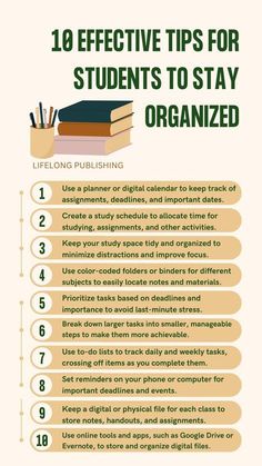 the top ten effective tips for students to stay organized