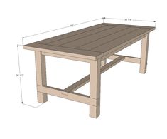 a table with measurements for the top and bottom