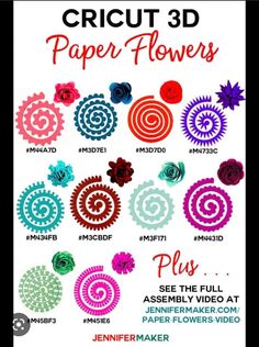 the instructions for how to make cricut 3d paper flowers with pictures and text