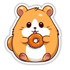 a brown hamster holding a donut in its paws