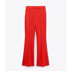 Brand New. Front Hook And Zip Closure. High Waisted Pants. Trendy Red Wide Leg Pants For Spring, Chic Red Wide Leg Pants For Fall, Chic Red Bottoms For Spring, Chic Red Spring Bottoms, Fitted Red Wide Leg Pants For Fall, Red Ankle-length Party Pants, Red Stretch Pants For Spring, Red Flared Bottoms For Spring, Red Wide Leg Pants For Fall Party