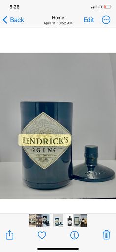 a bottle of hendrick's gin is shown on an instagram page