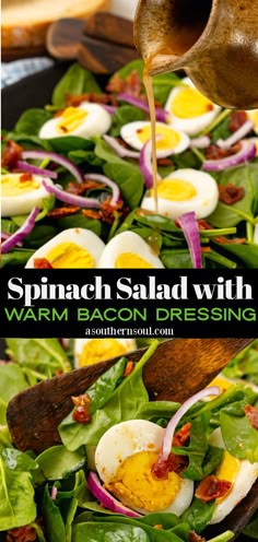 spinach salad with warm bacon dressing is an easy and delicious side dish for any meal