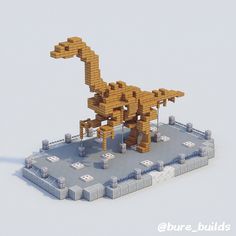 an animal made out of lego blocks sitting on top of a snow covered ground in front of a white background