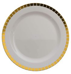 9 In. Cream/Gold Slit Design Plates | 10 Count White Plastic Plates, Elegant Plates, Plastic Forks, Metallic Design, Plastic Table Covers, Chic Table, Cream Base, Red Table, Table Arrangement