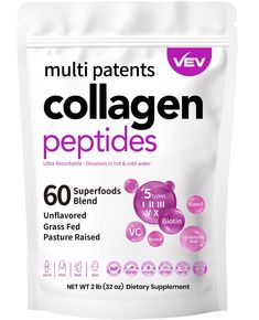 PRICES MAY VARY. Advanced Collagen Formula: VEV Premium Collagen Peptides Powder. This advanced formula delivers over 10g of high-quality collagen peptides per serving. It's fortified with biotin for enhanced purity and effectiveness, ensuring optimal absorption. This comprehensive formula is designed to support the health of your skin, hair, nails, and joints Efficient Absorption: Utilizing fully hydrolyzed, low molecular weight collagen peptides for rapid and effective uptake. This product ble Collagen Types, Soy Free Dairy Free, Women Supplements, Collagen Supplements, Collagen Protein, Collagen Powder, Healthy Joints, Vitamins For Skin, Protein Supplements