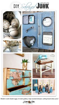 a collage of photos with different things on it and the words diy salvage junk junk