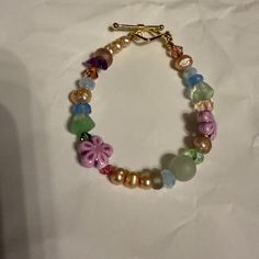 Handmade Beaded Bracelet With A Mix Of Upcycled Glass, Crystal, Freshwater Pearl, And Ceramic Beads, Featuring An 18k Gold Toggle Clasp. 6.75”. Bracelet Inspo, Bracelets Handmade Beaded, Ceramic Beads, Crystal Bracelet, Glass Crystal, Toggle Clasp, Crystal Bracelets, Womens Jewelry Bracelets, Beaded Bracelet