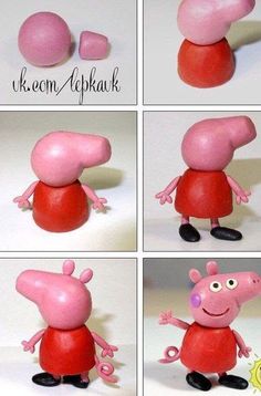 four different pictures of peppa the pig